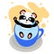 cute cheerful panda in a cup