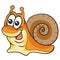 Cute cheerful snail character, cartoon illustration, isolated object on white background, vector