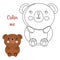 Cute cheerful teddy bear, animal illustration and sketch. Design for children\\\'s coloring book, coloring page.