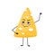 Cute cheese character with emotions of hero, brave face, arms and legs