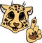 cute cheetah with big eyes in cartoon style