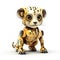 Cute cheetah robot, robotic animal isolated over white background. Created with generative Ai