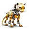 Cute cheetah robot, robotic animal isolated over white background. Created with generative Ai