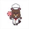 Cute chef beaver holding candy.