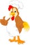 Cute chef rooster cartoon thumb up