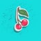 Cute cherry with leaf sticker fashion patch badge