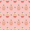 Cute chiba dog with cupcake and strawberry seamless pattern