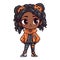 Cute chibi black girl in hiphop style illustration
