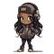 Cute chibi black girl in hiphop style illustration