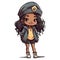 Cute chibi black girl in hiphop style illustration