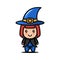 Cute chibi Halloween costume design illustration