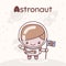 Cute chibi kawaii characters. Alphabet professions. Letter A - Astronaut