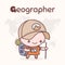 Cute chibi kawaii characters. Alphabet professions. Letter G - Geographer