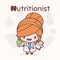 Cute chibi kawaii characters. Alphabet professions. The Letter N - Nutritionist.