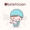 Cute chibi kawaii characters. Alphabet professions. The Letter O - Obstetrician.