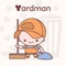 Cute chibi kawaii characters. Alphabet professions. The Letter Y - Yardman.