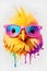 Cute chick dog face with really bright colors generated by ai