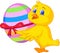 Cute chicken cartoon with easter egg