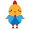 Cute chicken. Cartoon kawaii rooster character. Vector illustration for kids and babies fashion