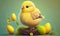 Cute chicken close-up, spring and Easter background, generative AI