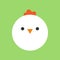 Cute chicken, hen round vector icon