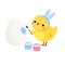 Cute chicken paint Easter eggs. Cartoon funny chick. Isolated character for spring seasonal design