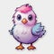 Cute Chicken Sticker: Pink And White Bird With Purple Comb