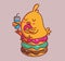 cute chicks eating pile donuts and drink cola. animal flat cartoon style illustration icon premium vector logo mascot suitable for