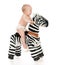 Cute child baby toddler sit and ride big zebra horse toy