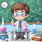 Cute child chemical experiment science laboratory illustration