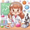 Cute child chemical experiment science laboratory illustration