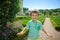Cute child, in the gardens in front of the Villandry castle on L
