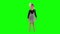 Cute child girl send air kiss looking at camera over chroma key green background