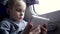 Cute Child Girl Using Digital Tablet PC