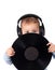 Cute child with music disk