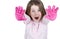 Cute Child with Pink Gloves