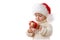 Cute Child In Santa Hat Keep Xmas Present Isolated