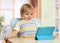 Cute child toddler boy with tablet pc