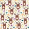 Cute childish pattern with deer, grass and flowers