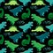 Cute childish seamless pattern with dinosaurs ideal for fabrics, wallpaper and different surfaces