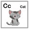 Cute children ABC animal alphabet C letter flashcard of Cat for kids learning English vocabulary.