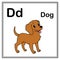 Cute children ABC animal alphabet D letter flashcard of Dog for kids learning English vocabulary