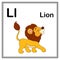 Cute children ABC animal alphabet L letter flashcard of LIon for kids learning English vocabulary.