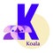 Cute children ABC. Letter K - Koala