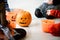 Cute children in costumes ready for trick-or-treating