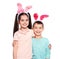 Cute children in Easter bunny ears headbands