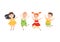 Cute Children Happily Jumping, Joyful Boys and Girls Having Fun Together Cartoon Style Vector Illustration