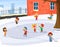 Cute children playing. Winter child`s outdoor activities