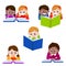 Cute children reading books. Icon for education. Vector illustration