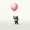 Cute Chimp With Pink Balloon: Monochromatic Realism Meets Animated Gifs